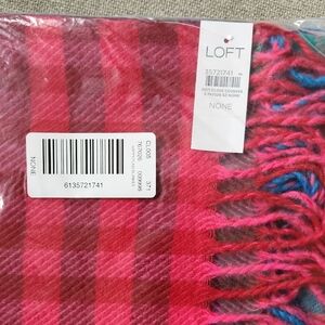 LOFT Red Plaid Scarf